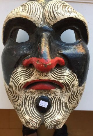 Antique Guatemalan Mayan Mexican Folk Art Dance Of The Conquest Mask 19th C