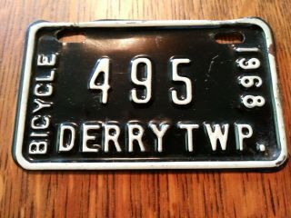Vintage Pennsylvania Bicycle License Plate Derry Township Hershey Pa