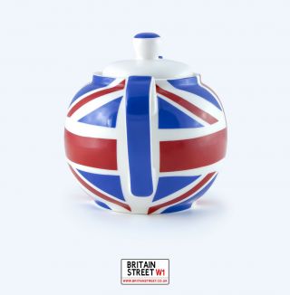 UK Union Jack Tea Set.  Souvenir British Teapot.  British teacups and saucers. 2