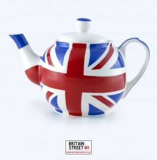 UK Union Jack Tea Set.  Souvenir British Teapot.  British teacups and saucers. 4