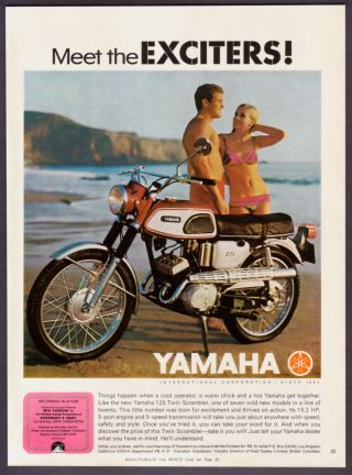 1968 Yamaha 125 Twin Scrambler Photo Vintage Print Ad