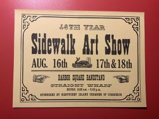 46th Year Sidewalk Art Show August 16th Harbor Square Bandstand Nantucket 1976