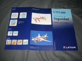5 Latam Airlines B 777 - 200 Safety Card Date 2018