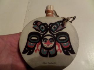Israel Shotridge Lovebirds Drum Ornament North West Native American 2006 5