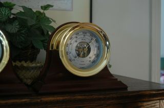 Brass Barometer - Chelsea Quality With Desk Stand - 4.  5 " Double Bellow