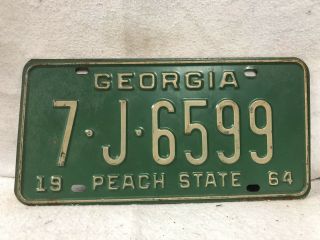 Vintage 1964 Georgia License Plate