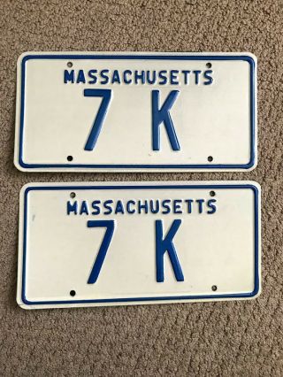 1967 - 1973 Massachusetts 2 Digit License Plate Pair 7k Yom