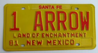 Mexico Vanity License Plate " 1 Arrow " Indian Archery Bow Arrowhead Pierce