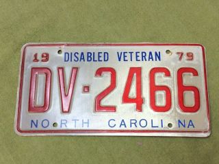 North Carolina Nc Disabled Veteran License Plate 1979