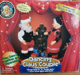 Near Vintage Gemmy 1998 Dancing Santa Claus Couple Xmas Christmas Lights