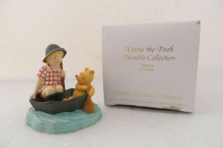 " Christopher Robin And Pooh In Umbrella " Lenox Winnie The Pooh Thimble - Nib