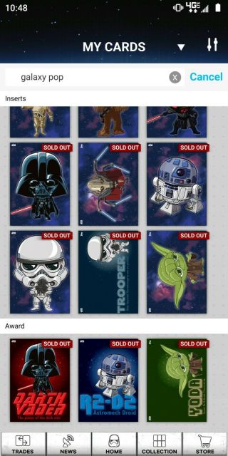 Topps Star Wars Card Trader Galaxy Pop Complete Set With All Awards 12 Cards