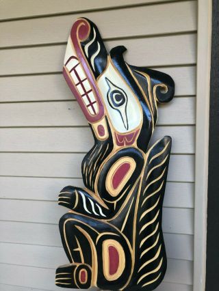 Northwest Coast Native Art Huge Wolf Squamish Nation Sculpture Carving