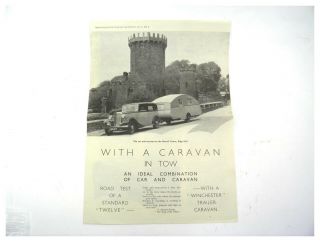 Vintage Printed Review Road Test Of A Standard Twelve With A Winchester Caravan