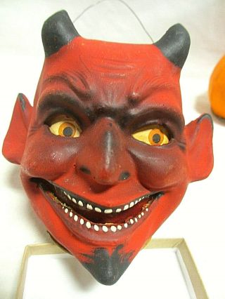 Rare Antique Devil Satan Head Halloween Paper Mache Pulp Germany Ct