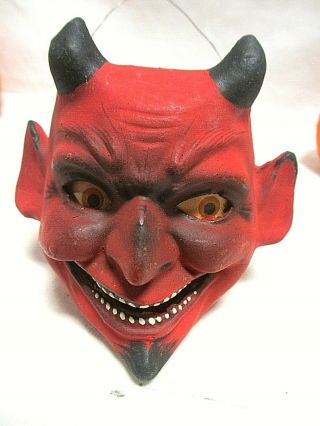RARE Antique Devil Satan HEAD Halloween Paper Mache Pulp Germany CT 2