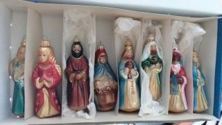 Lauscha Glas Creations Christmas Ornaments.  Made In Germany.  8 Piece Nativity