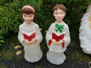 Empire Boy And Girl Carolers Blow Mold Lighted Plastic Christmas Decal Eyes 30 "