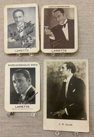 Magician C.  H.  Larette Signed Throwing Cards Ca1920s Postcard Tragic Wwii Death