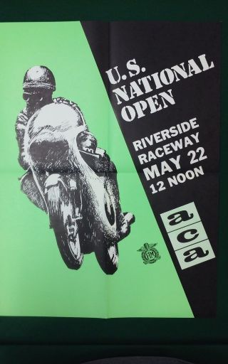 Vintage - 1966 Aca - U.  S.  National Open - Road Racing Poster Riverside Raceway