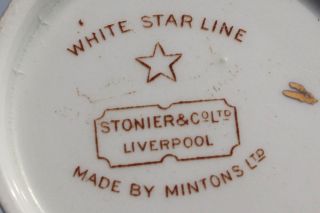 WHITE STAR LINE RMS OLYMPIC TITANIC ERA DECK SERVICE MINTON STONIERS CREAM JUG 6
