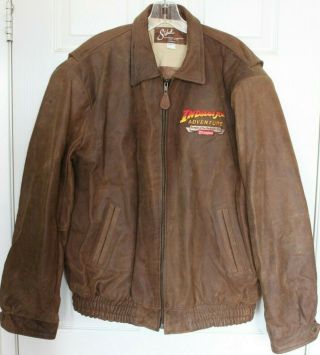 Disney Disneyland Indiana Jones Adventure Leather Bomber Jacket Size Xl