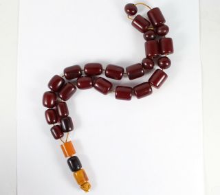 Faturan Cherry Amber Bakelite Prayer Necklace Large Beads 223.  5 Gms.
