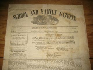 1854 School And Family Gazette Newspaper,  Volume 1,  Number 1,  Temperance