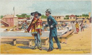 Buchner Tobacco Card - American Scene San Antonio.  Tx Military Plaza Rare