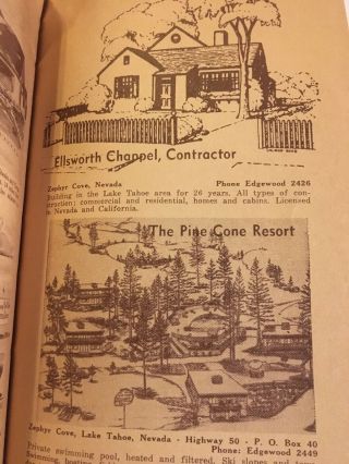 Vintage 1940s Lake Tahoe California/Nevada Resort Brochure RARE 4