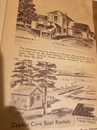 Vintage 1940s Lake Tahoe California/Nevada Resort Brochure RARE 5