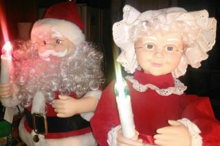 Vintage 1995 Telco 24 Inch Mr.  & Mrs.  Santa Claus Twin Pack Animated Lighted Euc