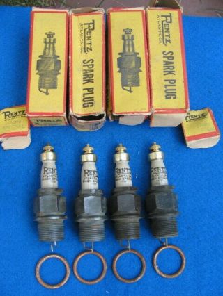 (4) Vintage 7/8” Thread,  Old Stock,  Rentz Nash Special Spark Plugs,  Ford Mod