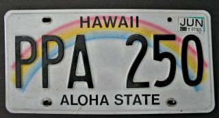 Hawaii License Plate Ppa - 250 From 2009 Rainbow Aloha State White Embossed