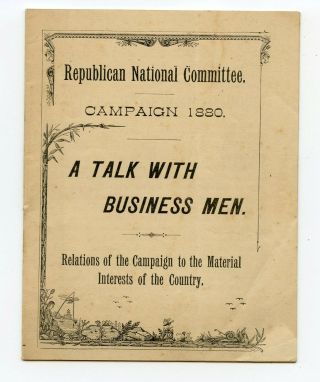 Political Booklet James Garfield 1880 Presidential Campaign Poem On Reverse