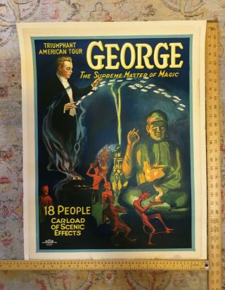 Vintage George Magic Poster Linenbacked 20x27