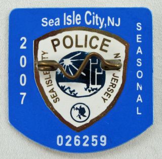 2007 Sea Isle City,  Nj Seasonal Beach Tag / Badge - Police