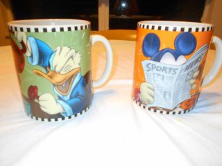 Disney 2 Very Large Oversized Mugs Mickey Mouse & Donald Duck