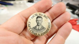Captain Charles A Lindbergh Our Hero Pin Button