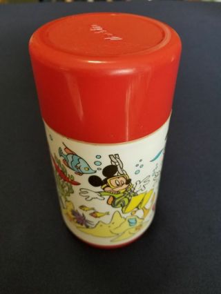Vintage Aladdin Walt Disney Thermos Mickey Mouse & Friends Scuba Diving Red