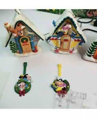 VTG Mr.  Christmas Mickey ' s Clock Shop Lighted Musical Animated RARE Ornament Cib 3