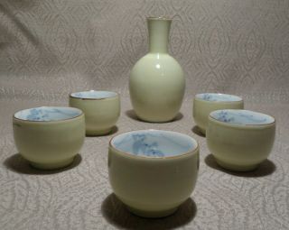 Saki Set From Japan 5 Cups and 1 Decanter Vintage 2