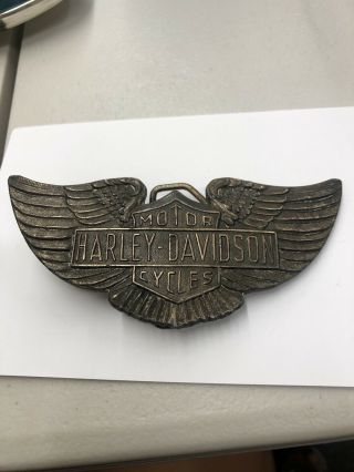 Vintage Harley Davidson Motorcycle Brass Wings Belt Buckle