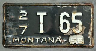 Montana 1957.  1958 Metal Tag.  Prison Made.  Trailer? License Plate.