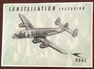 1940s Boac British Overseas Airways Corporation Constellation Speedbird Postcard