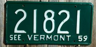 1959 Vermont " Passenger " License Plate (unrestored)