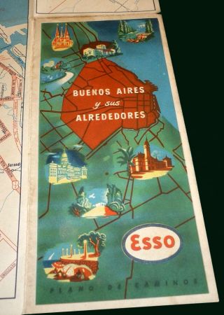 Buenos Aires Argentina - Vintage Travel Esso Booklet - Maps 1954