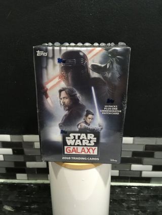2018 Topps Star Wars Galaxy Blaster Box Trading Cards 10 Packs One Patch Card