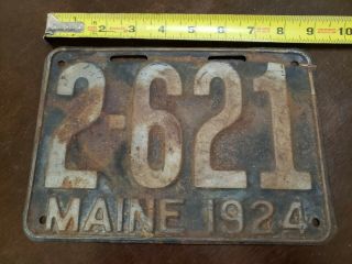 1924 Maine License Plate 2 - 621 Low Number Short Plate