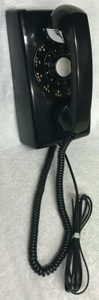 Vintage 1950s Western Electric A/b 554 4 - 55 Black Rotary Dial Wall Mount Phone